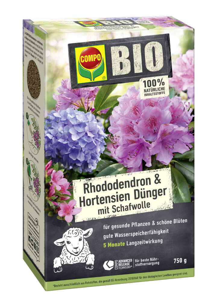 COMPO BIO Rhododendron- & Hortensien Dünger mit Schafwolle